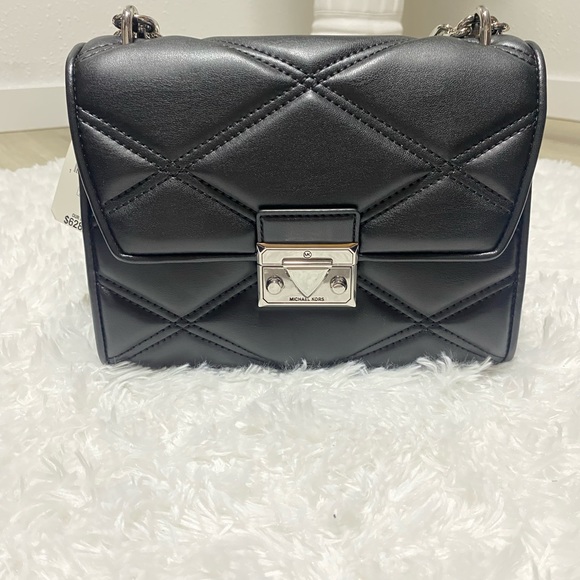 Michael Michael Kors Serena Flap Shoulder Vegan Leather Shoulder Bag Black New - Picture 2 of 10